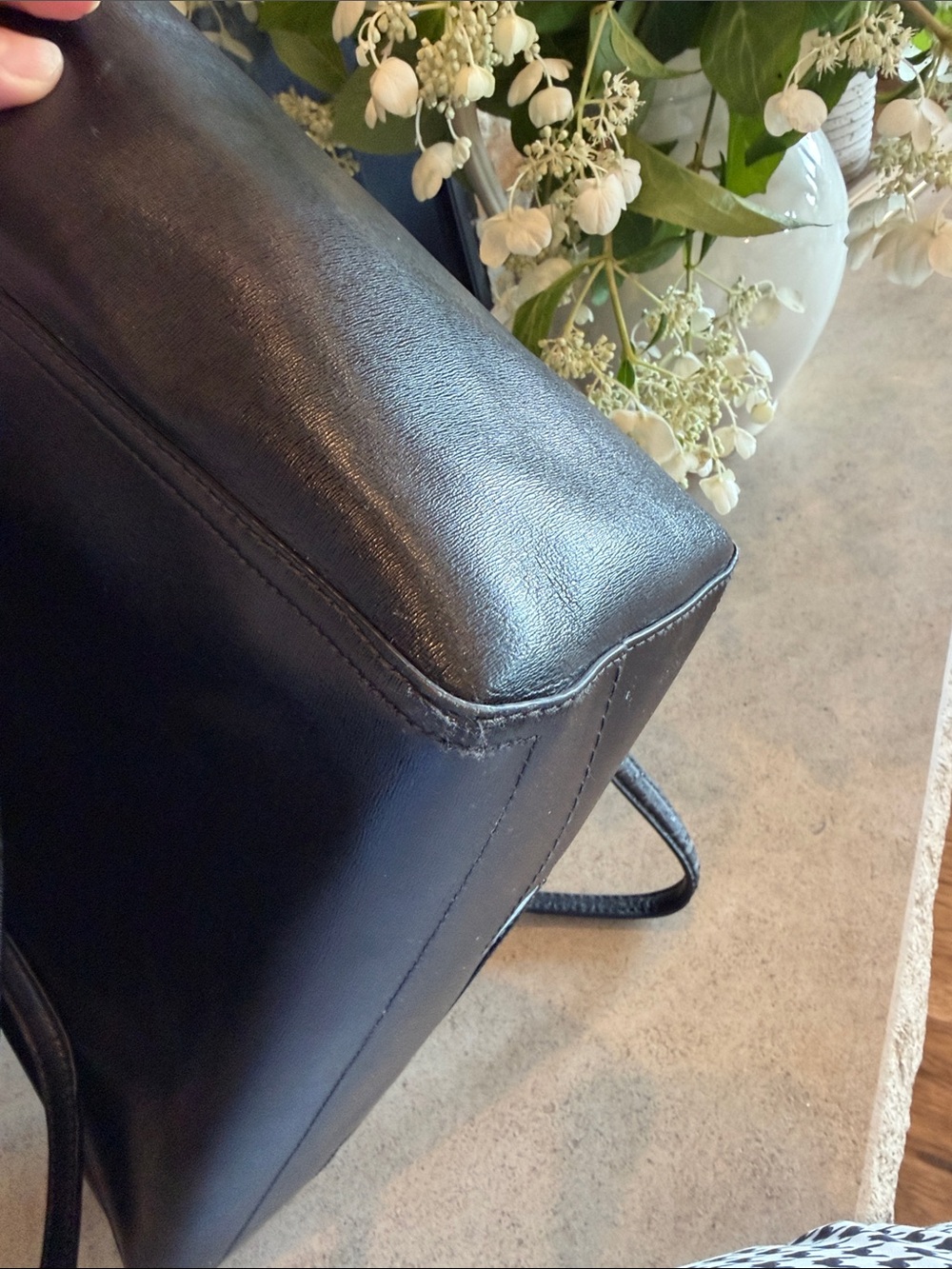Tory Burch Black Leather Tote with tan Interior Trim - Picture 7 of 12